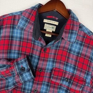 LL Bean Shacket Mens S‎ Fleece Lined Flannel Work Shirt Jacket Plaid 298189
